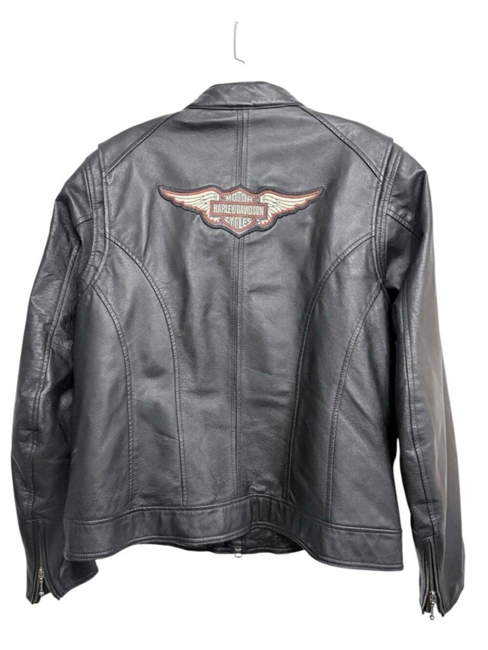 EUC Women's Harley Davidson Classic Wing Back Leather Jacket Size XL Moto Biker - Picture 4 of 9